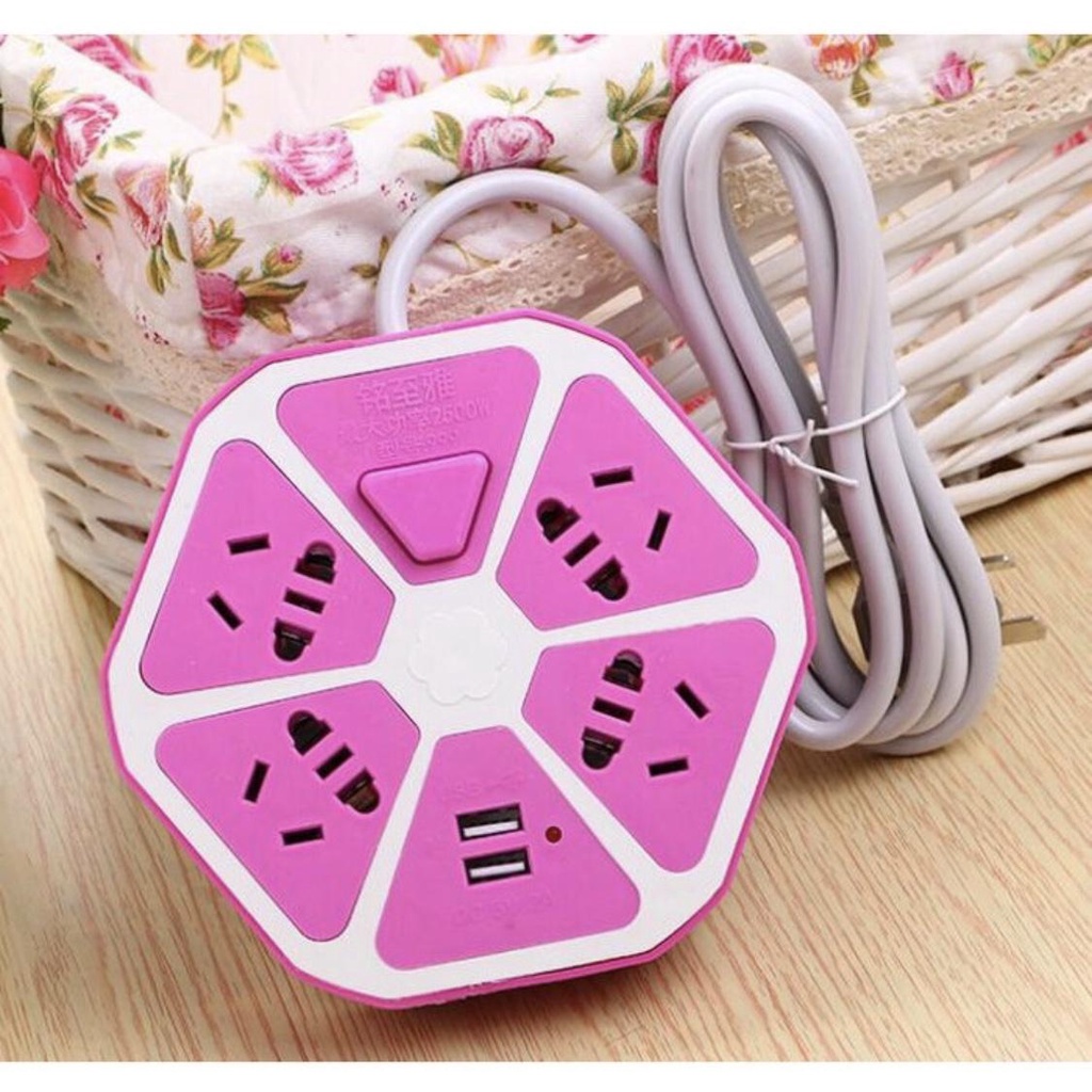 Colokan Hexagon Stopkontak Listrik Segi Enam Model Jeruk Colokan Lubang dan USB Port