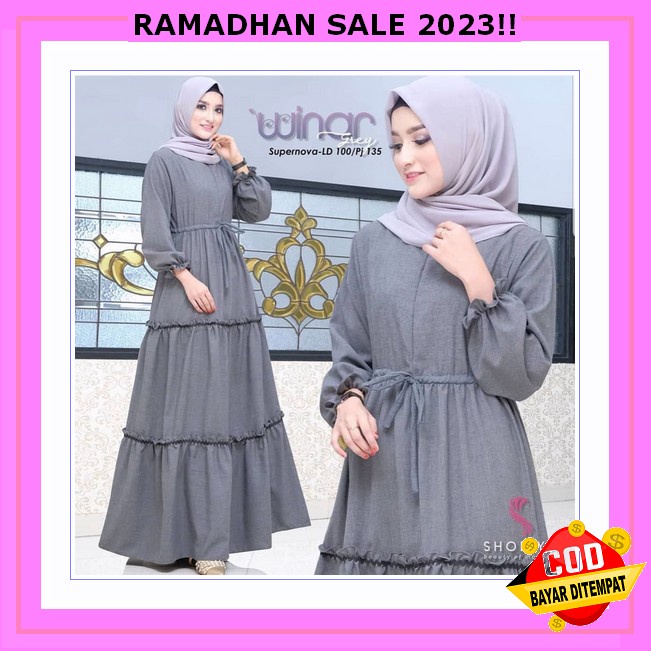 Baju Gamis Wanita Dania Maxy Crinkle Airflow Dress Wanita Jumbo Gamis Ld120 Ld 130 Fashion Muslim Bu
