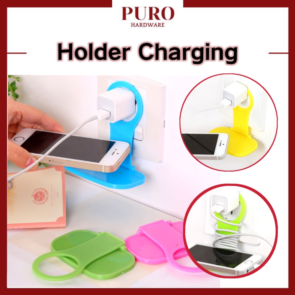 Holder Cas carger Hp Tempel Dengan Gantungan Tatakan Hp Di Tembok Hook Holder Multifungsi