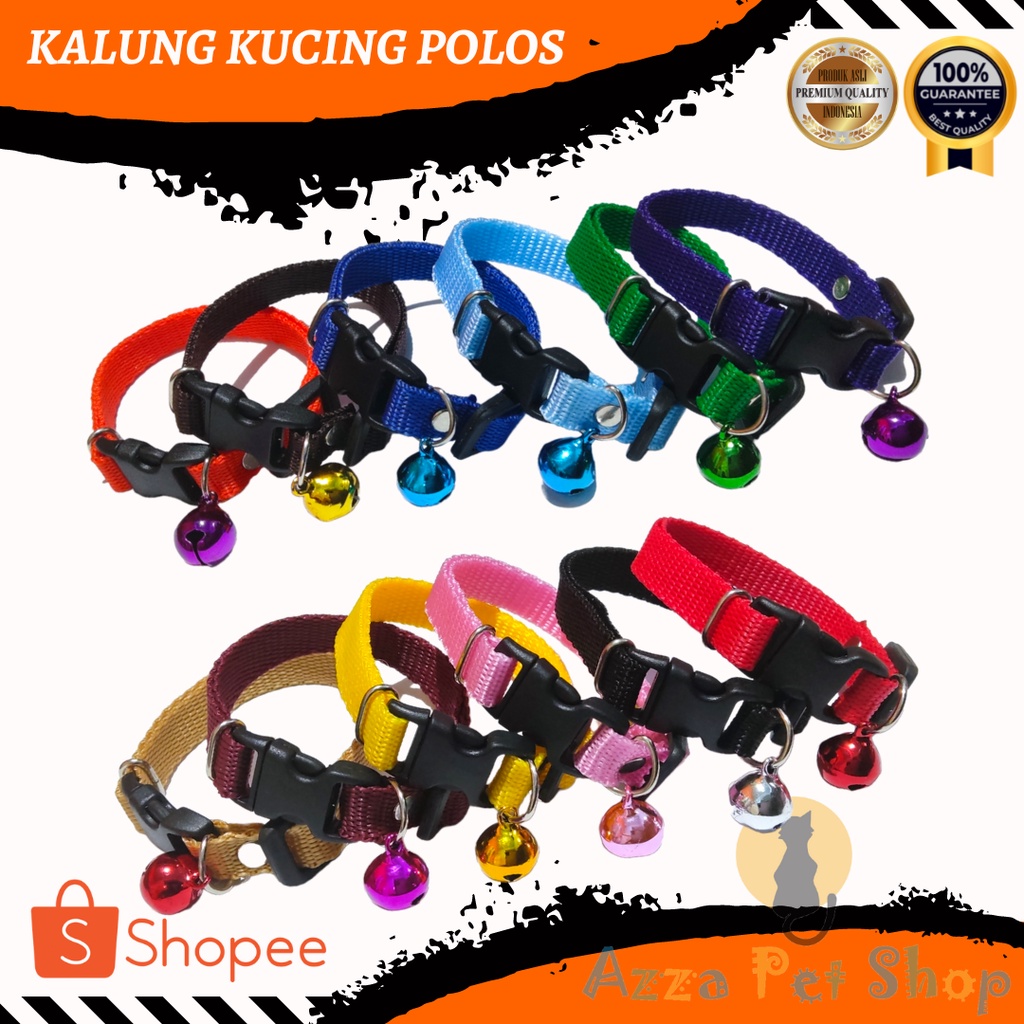 kalung kucing polos murah lonceng warna 12mm / kalung kucing murah