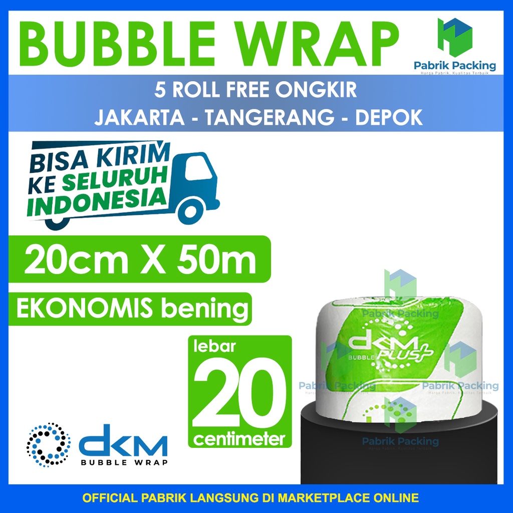 

Bubble Wrap Ekonomis Bening 20CM X 50M Tebal Plastik Bubblewrap Roll