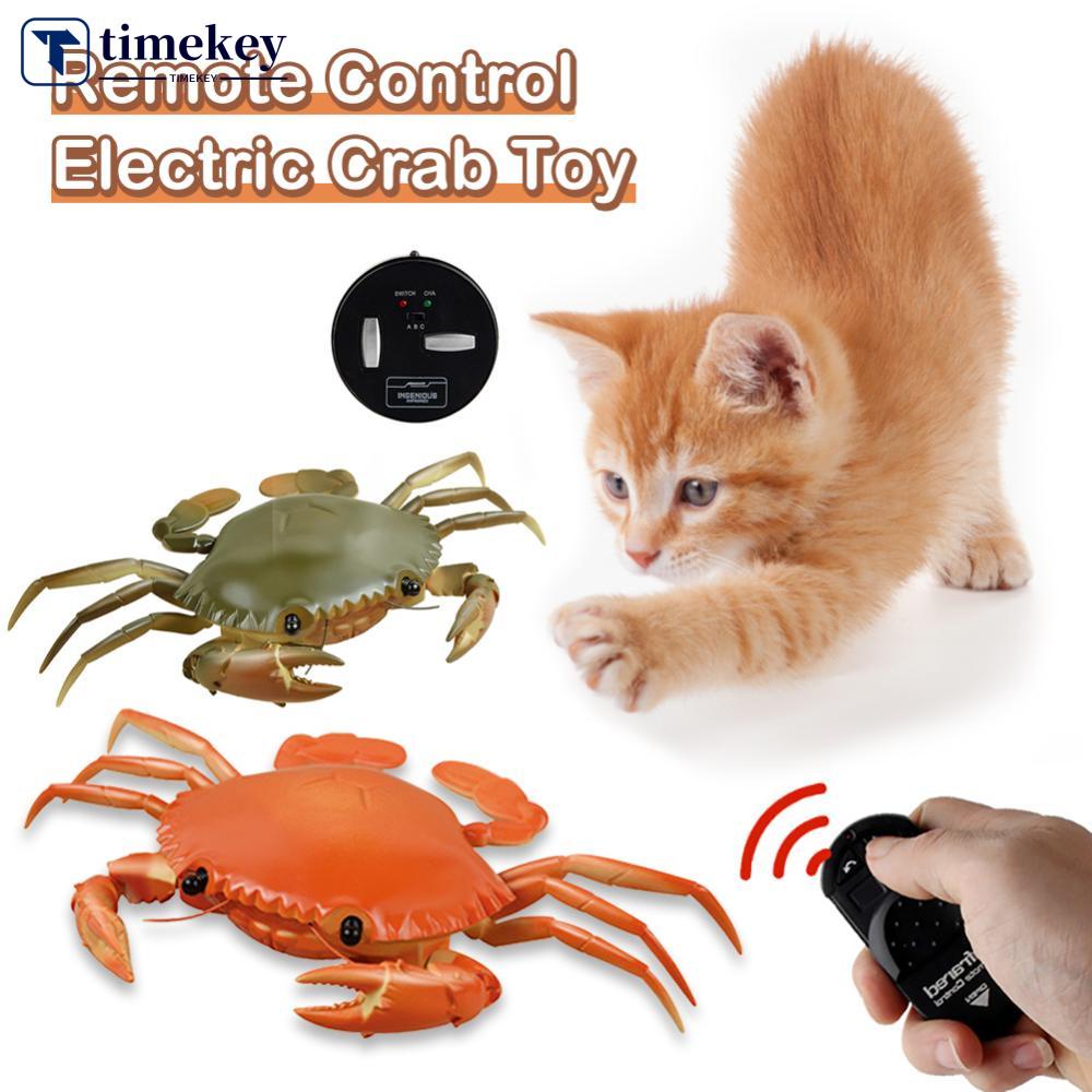 Timekey Smart Simulasi Kepiting Kucing Mainan Baterai Elektrik Interaktif Interaktif Stuffed Toy Cat Teaser Self-Playing Kitten Toys Untuk Kucing Perlengkapan Hewan Peliharaan I1U2