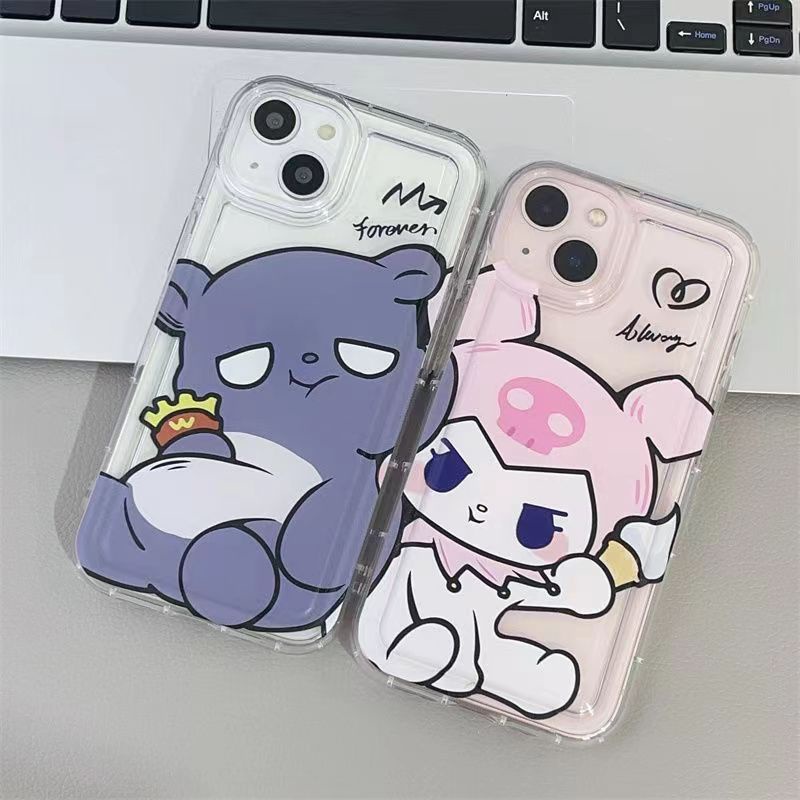 IPHONE Casing Ponsel Pasangan Lucu Kompatibel Untuk Iphone14 13 11 12 Pro XS Max X XR 7 8 Plus Soft Casing TPU Silikon Shockproof Cover