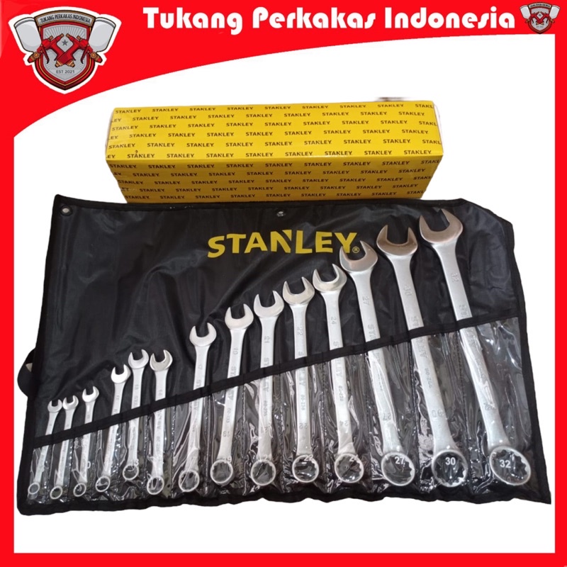 Stanley 14pcs Kunci ring pas set 8-32 mm kunci pas ring set 14pcs 8-32 STANLEY