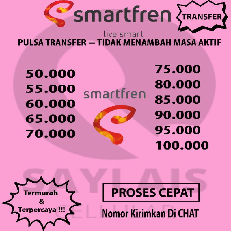 Pulsa Smartfren transfer 50k - 100k