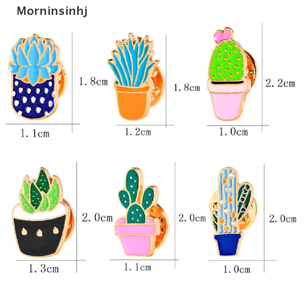 Mornin 6 Pcs/Set Enamel Bros Pin Tanaman Kaktus Kerah Pin Lencana Wanita Perhiasan Hadiah id