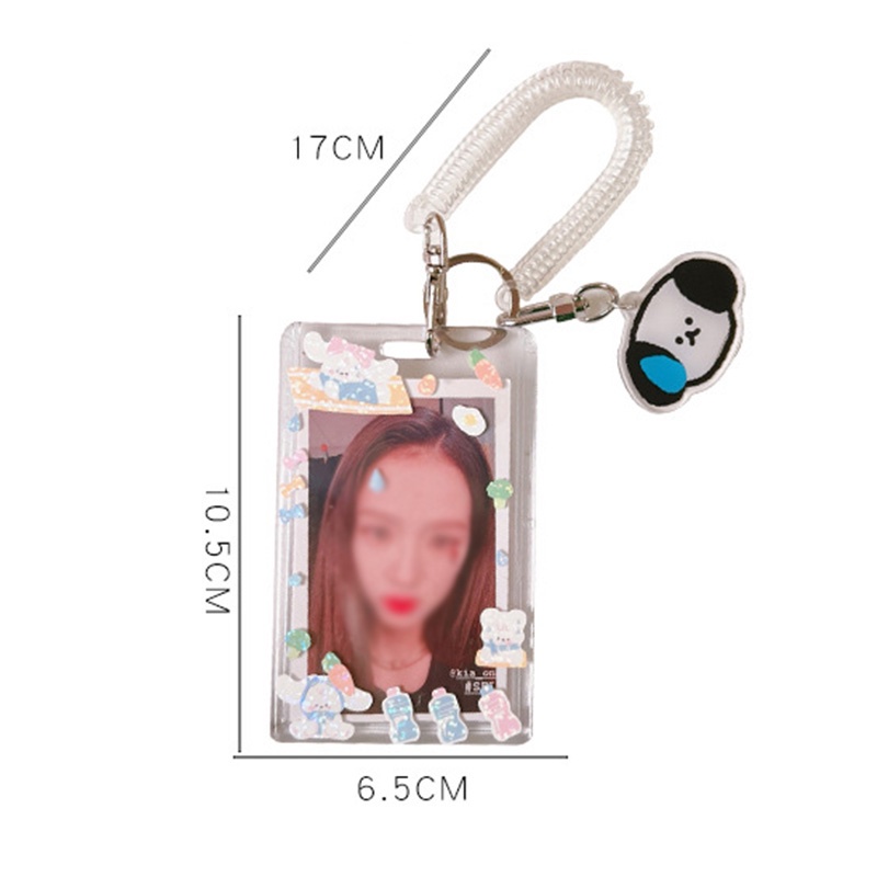 3inch Kpop Acrylic Photocard Holder Album Photo Card Holder Gadis Kartu Bus ID Holder Siswa Liontin Gantungan Kunci