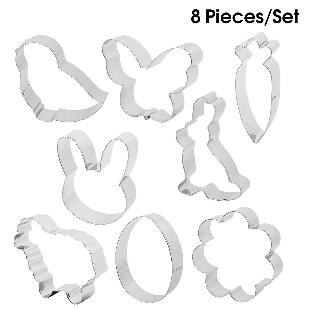 Cookie Cutters Stamper 8buah Biskuit Bentuk Set Fondant Cetakan Stainless Steel DIY Alat Adonan Biskuit Baking Pesta Tema