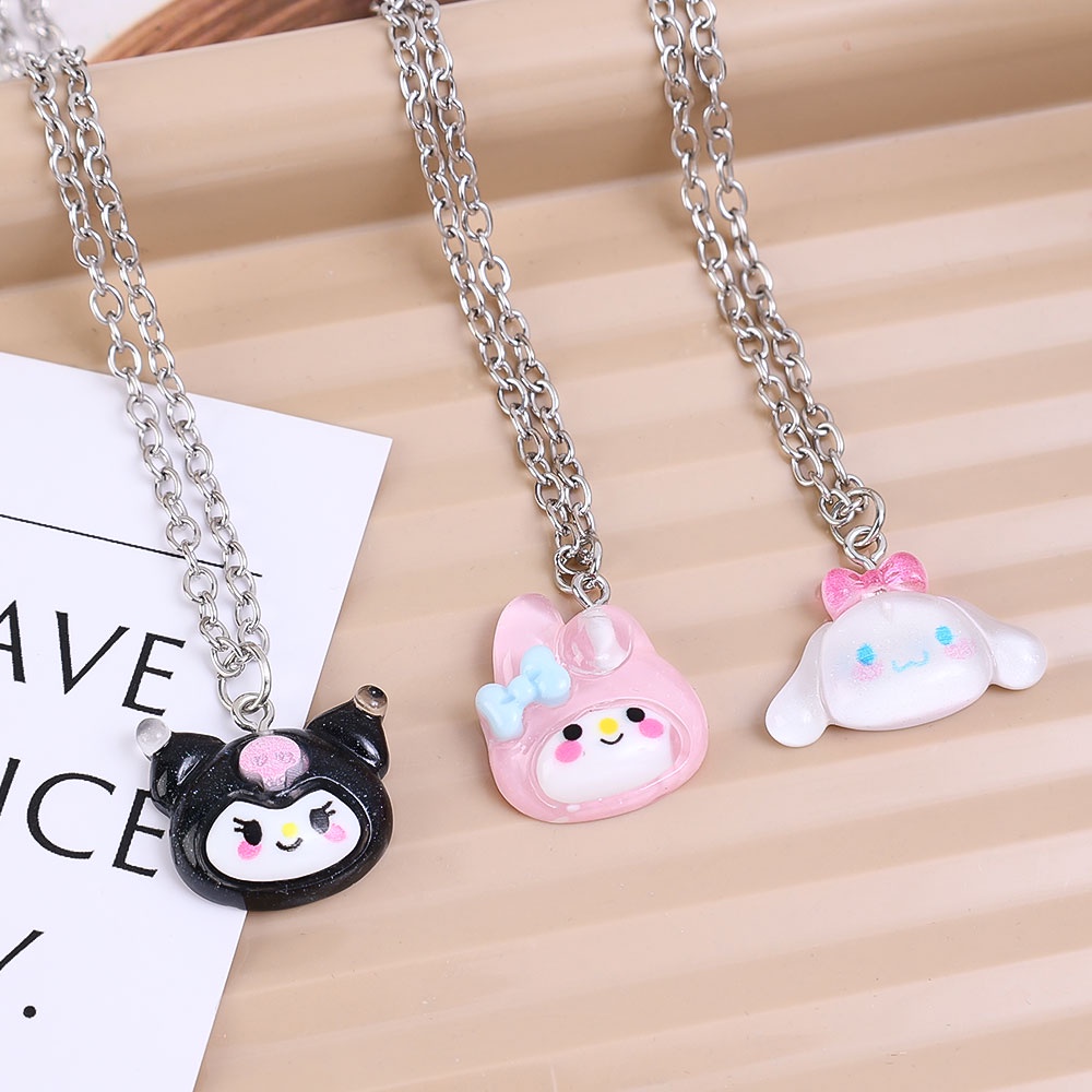 Kalung Choker Elegan Kalung Pasangan Sanrio Kuromi Melody Pacha Anjing Aksesoris Perhiasan Kartun Liontin Kalung Hewan Kecil Kalung Lucu Populer Manis Rantai Tulang Selangka