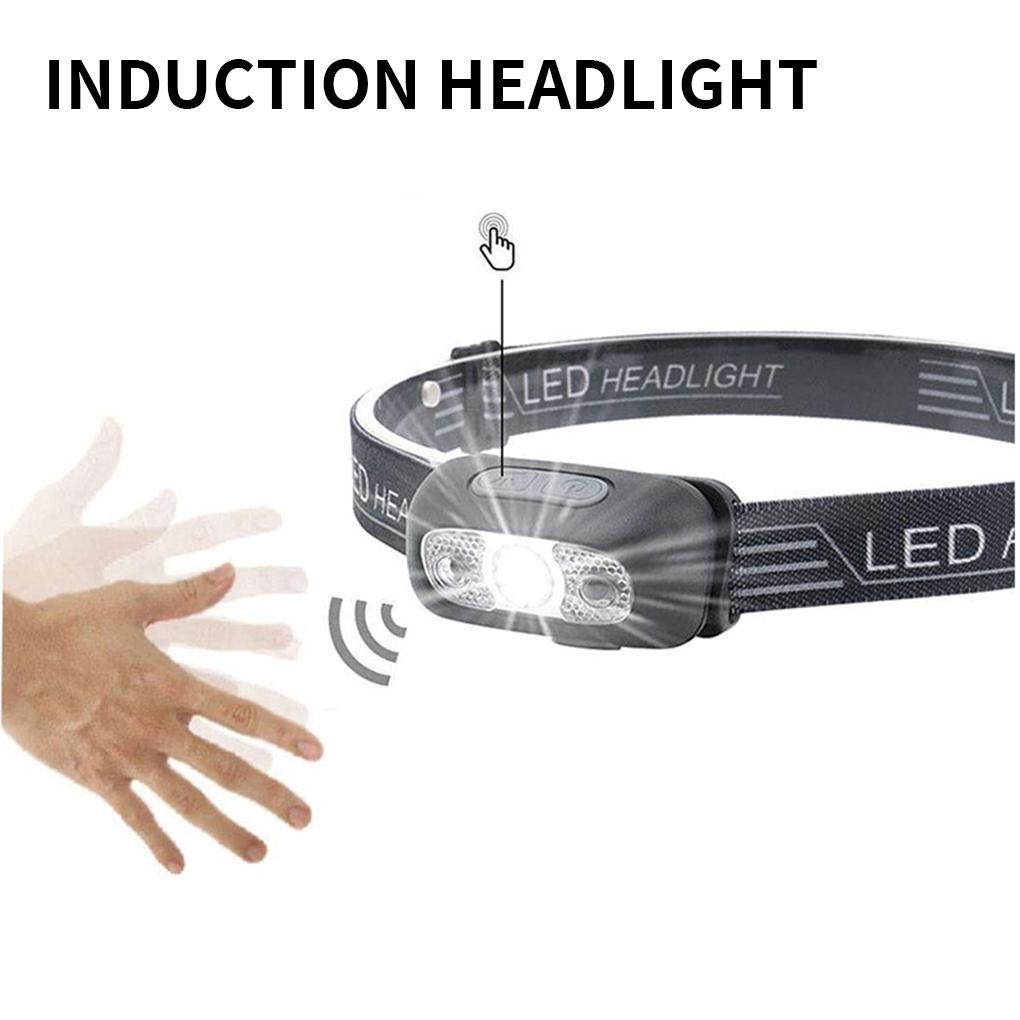 Huit Head Light Headlamp Mode Senter Pancing Lari Yang Dapat Disesuaikan Outdoor Induksi Mini Portable Sensor Tahan Air