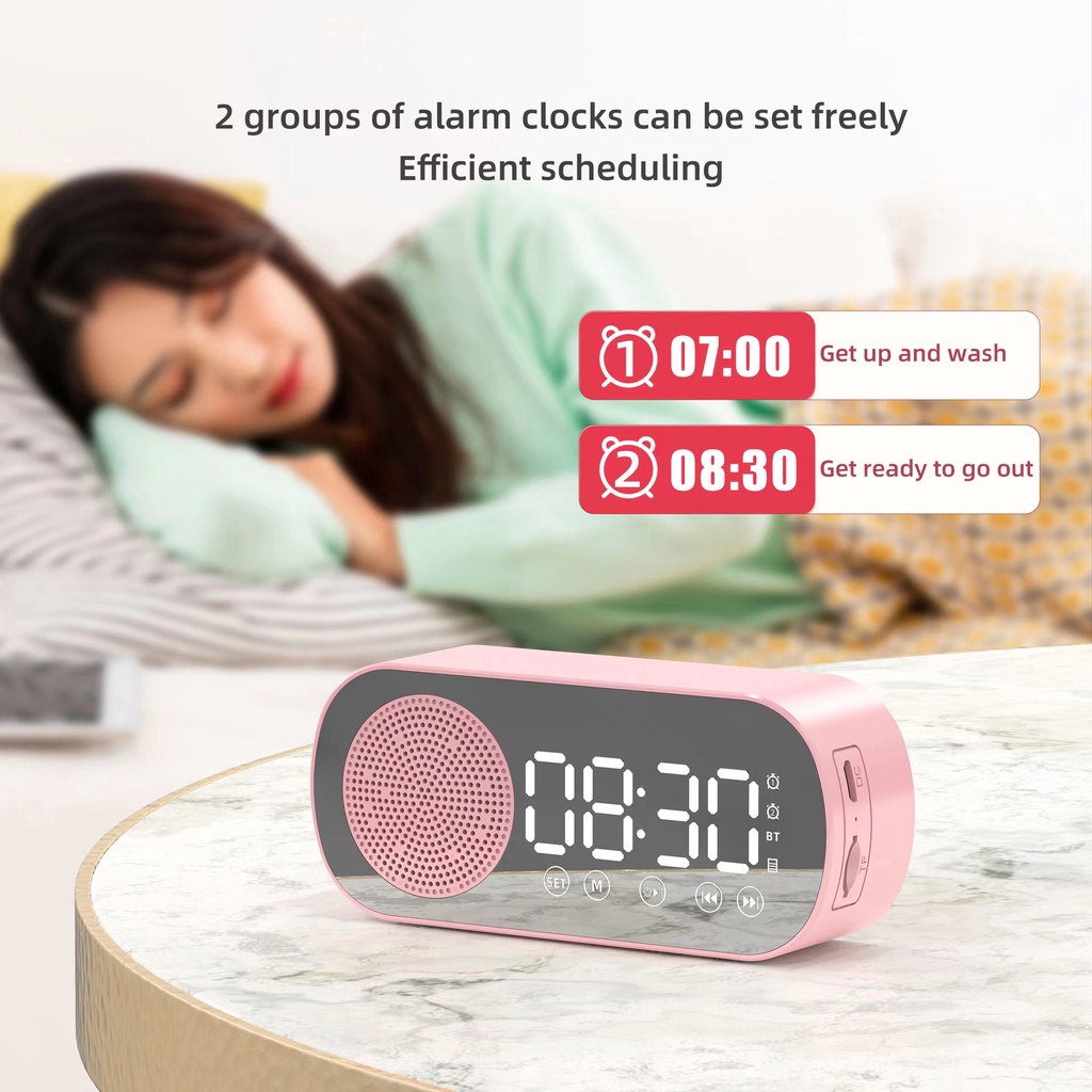 Speaker Bluetooth Portable Full Bass Stereo FM Wireless Bass Mini Stereo - LED Display Alarm Musik Box