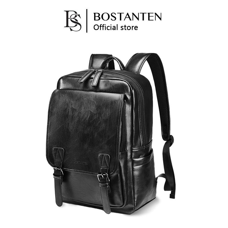 STOK TERBARU Bostanten Ransel Pria Ransel Laptop Kulit PU Tahan Air Kasual | Kerja