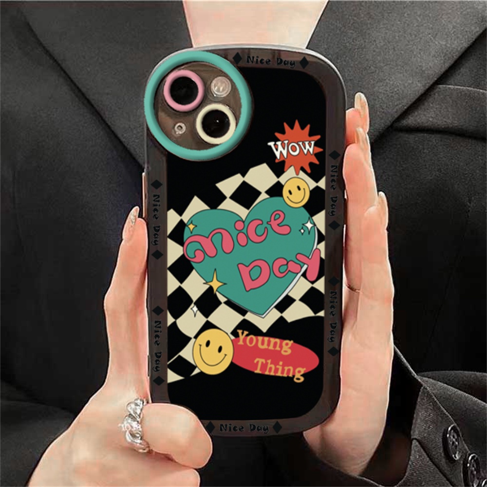 Soft Case Samsung A13 A02S A03 A03S A30S A11 A12 A51 A30 A50 A52 A20S A10S M11 M12 J7 Pro J7 Prime J4 Plus Putih Dan Hitam Kotak-Kotak Doodle love Silikon Sarung Telepon