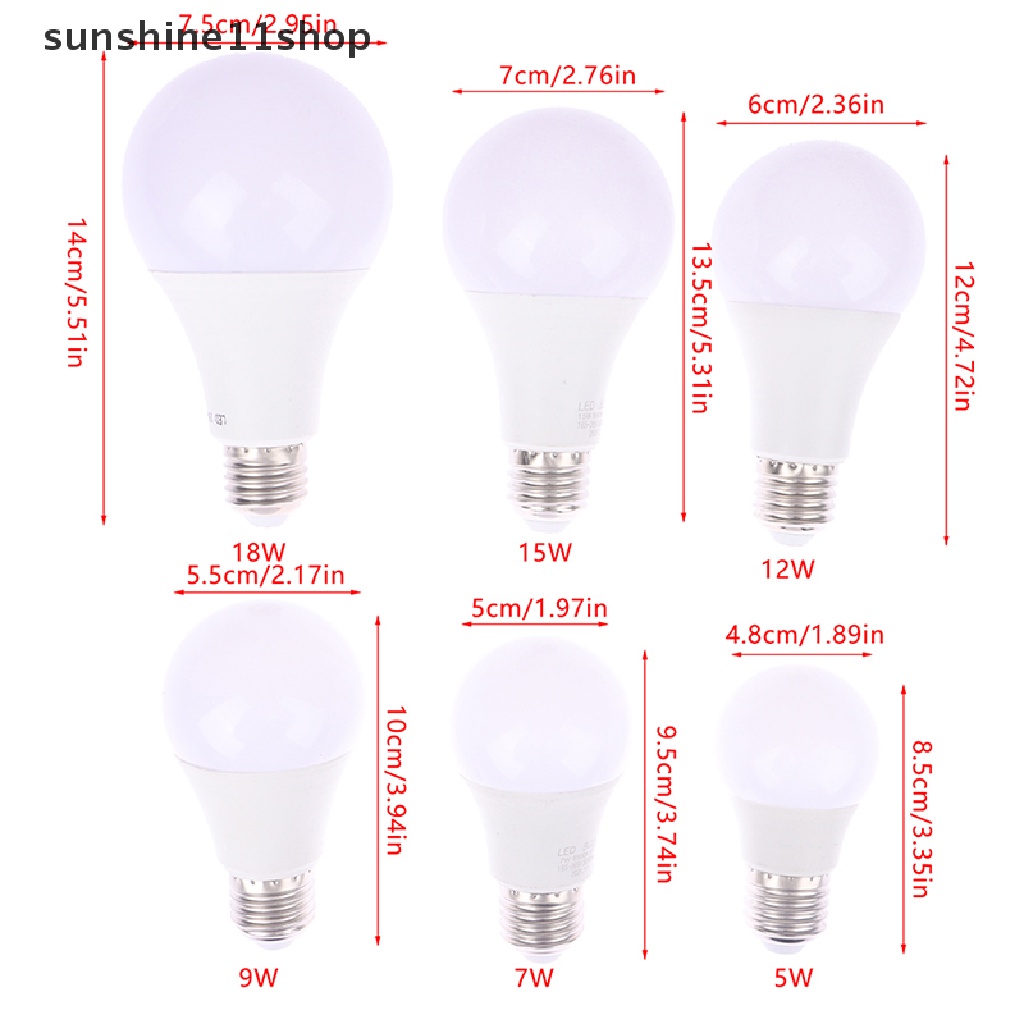 Sho E27 Lampu Bohlam LED 5W 7W 9W 12W 15W 18W Lampu LED Spotlight Light Cold/Warm White N