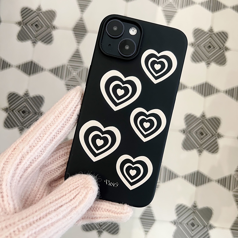 IPHONE Ins Pola Hati Cocok Untuk Iphone14 14pro 14plus 13 13mini 13pro 13prm iPhone12 7Plus 8Plus Xr XS 13 12mini Pro Max Empat Sudut Casing Ponsel Tahan Guncangan
