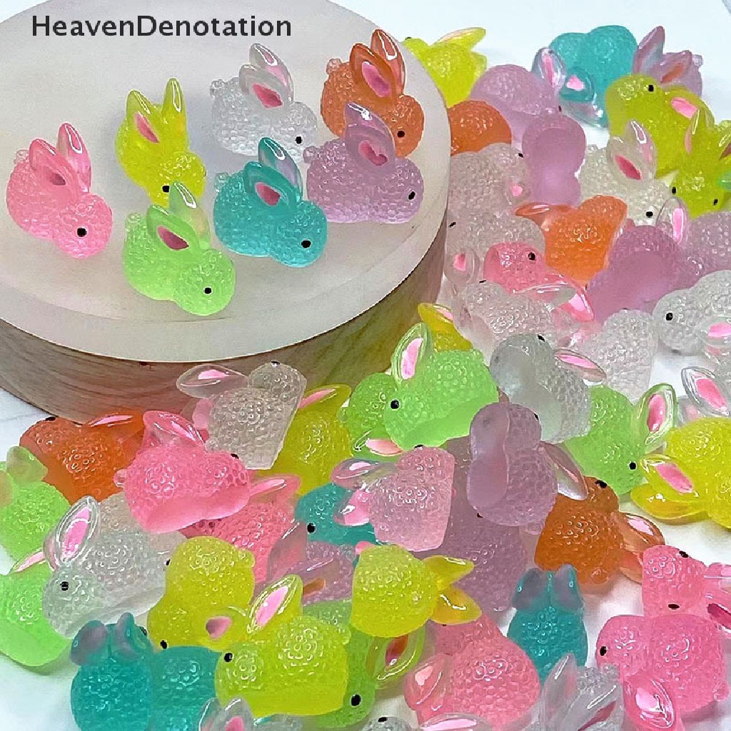 [HeavenDenotation] 5 Pcs Noctilucent Rabbit Botol Es Dekorasi Kreatif Figure Ornamen Miniatur Kerajinan DIY Aksesoris HDV