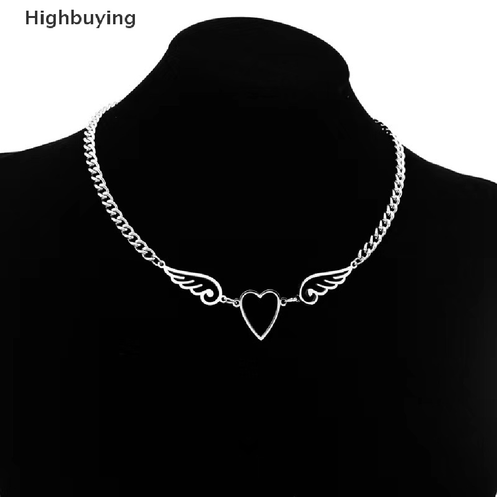 Hbid Kalung Rantai Liontin Hati Malaikat Choker Gothic Hollow Out Untuk Wanita Pria Glory