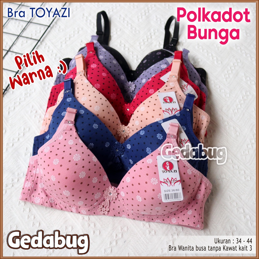 Bra BH Wanita TOYAZI Motif Bunga Big Cup | Bra wanita dewasa Busa tanpa Kawat Kancing 3 | Gedabug