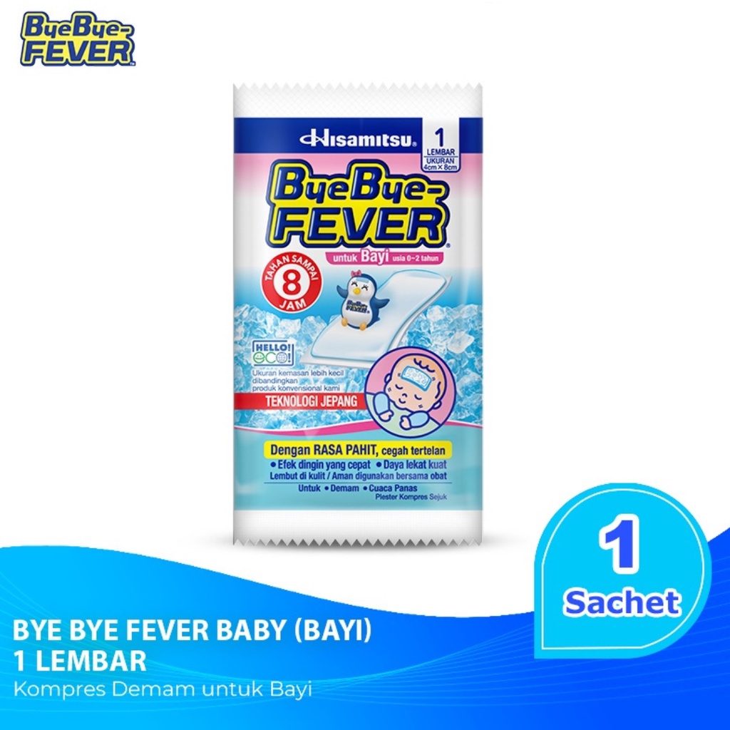 Bye Bye Fever Anak Bayi  Byebye untuk Kompres Demam ( 1 Lembar )