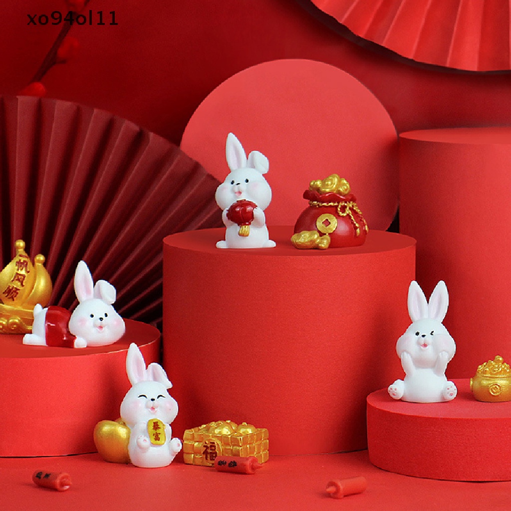 Xo 1Pc Lucu Tahun Kelinci Maskot Lucky Rabbit Micro Landscape Resin Kerajinan OL