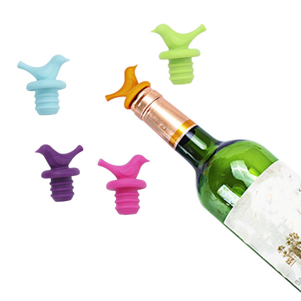 4pcs Stopper Anggur Gaya Burung Tahan Air Silikon Tutup Botol Wine Pourer Stoppers Penyegelan Yang Bagus Tahan Tarik Kuat