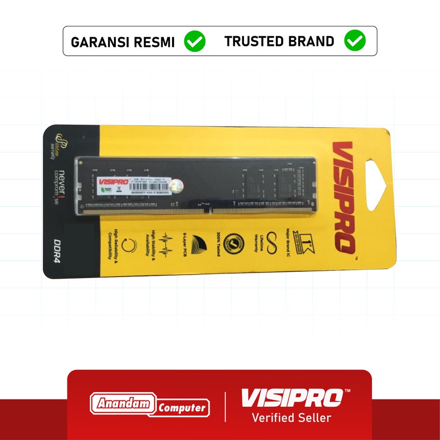Visipro DDR4 16GB 2666 Mhz Memory Ram Komputer PC