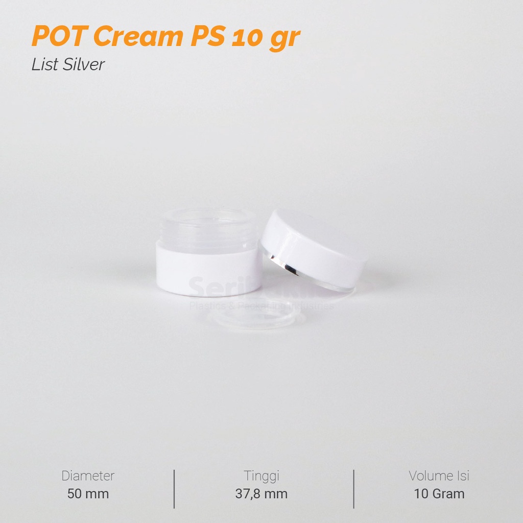 Pot Cream PS 10 gram -  Putih List Silver