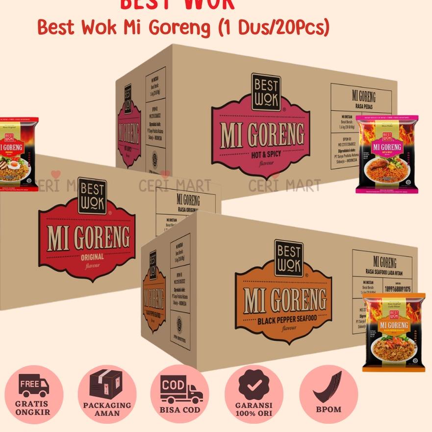 

✶ Best Wok Mi Mie Goreng 1 DUS 20 pcs Bisa Mix Original Hot & Spicy Blackpepper Black Pepper Seafood Instant Noodle 85gr BestWok KKV Indomie ✶
