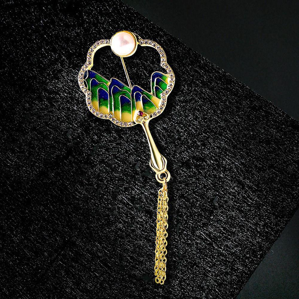 Agustina Wanita Kipas Bros Niche Desain Temperamen Sederhana Mutiara Bunga Gadis Hadiah Enamel Kelinci Berlian Imitasi Aksesori Pakaian