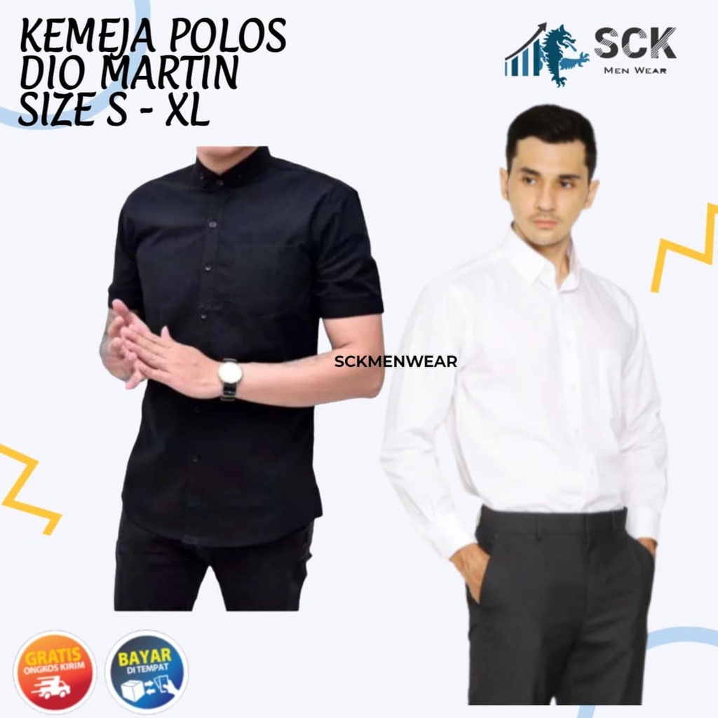 Kemeja Lengan PENDEK DIO MARTIN Polos Pria / Hem Kerja Kantor / Pakaian Formal Cowok - sckmenwear GROSIR