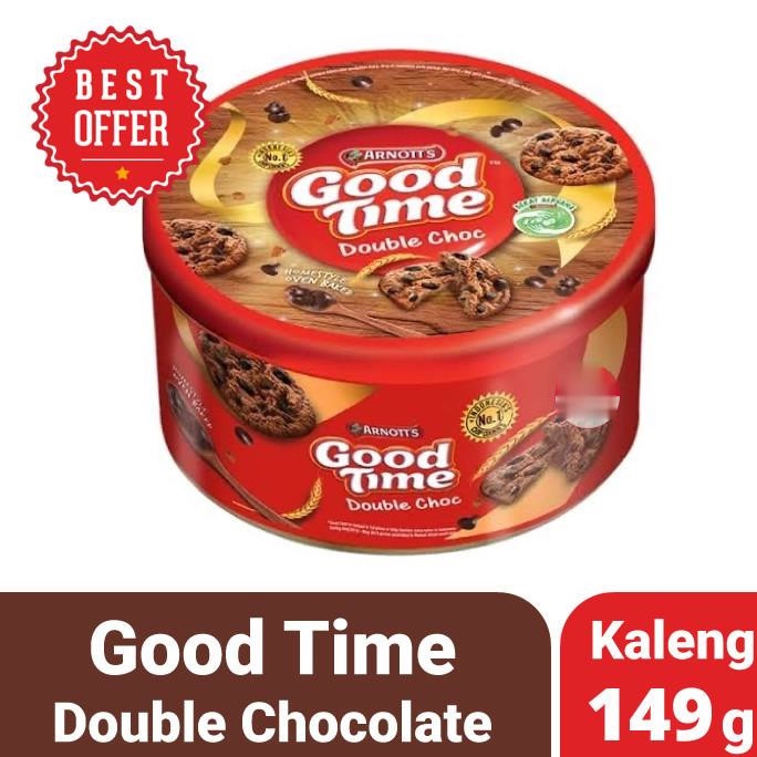 

GOOD TIME Double Choc 149 gr NEW Chocochips Cookies KEMASAN Kaleng 149g