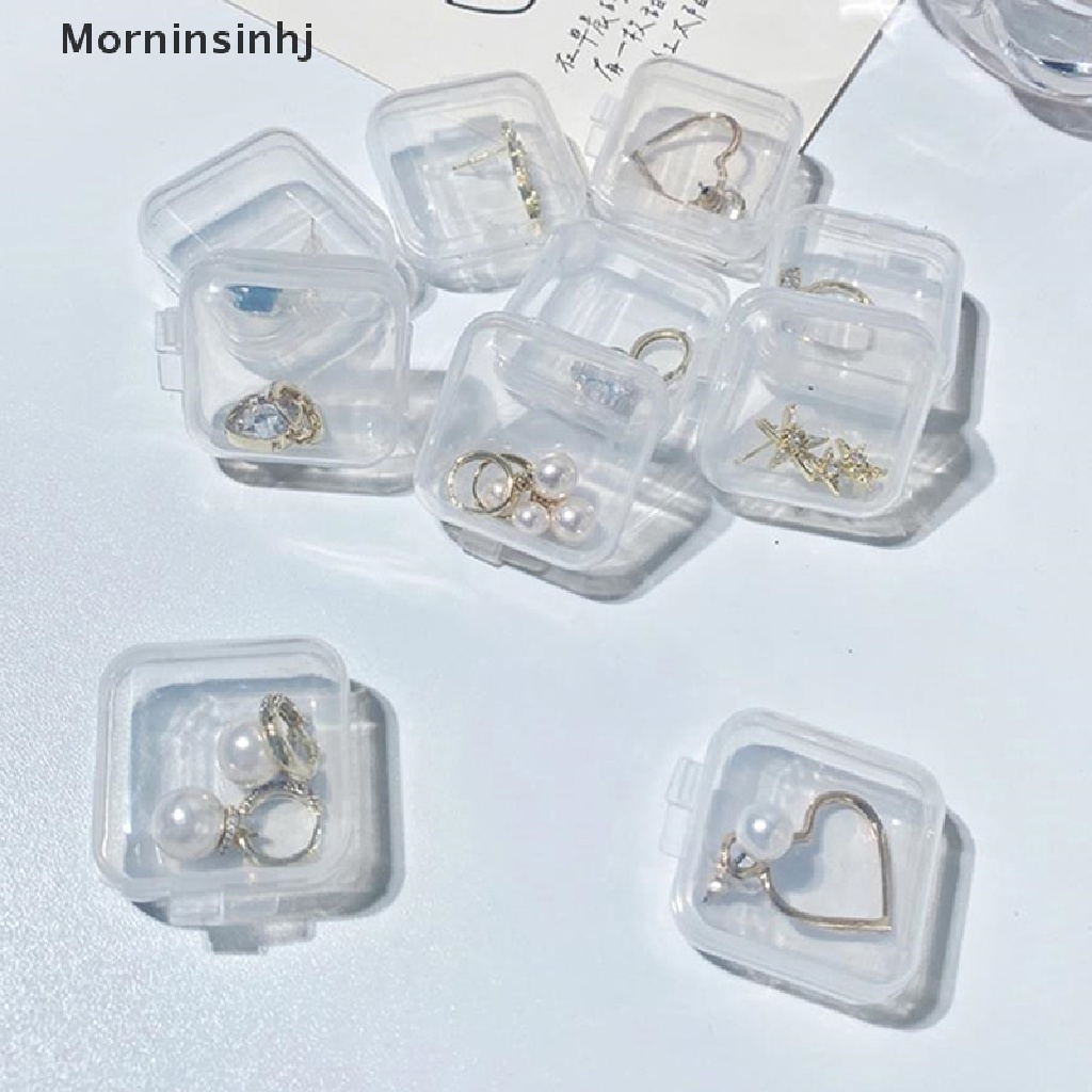 Mornin 10Pcs Square Transparan Jewelry Storage Case Anti-Oksidasi Wadah Kotak Penyimpanan Jewelry Organizer Untuk Anting Cincin Kalung Gelang id