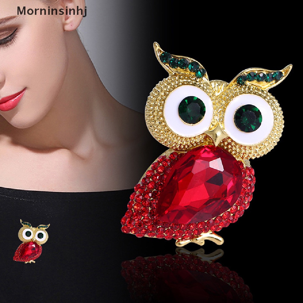 Mornin Kristal Mata Besar Owl Bros Untuk Wanita Klasik Burung Hantu Pesta Santai Bros Pin Hadiah Seri Hewan Bros id