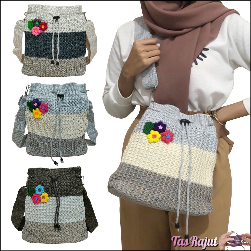 Tas Selempang Rajut PEGE Hinari Slempang Untuk Wanita Model Serut - PG 8953