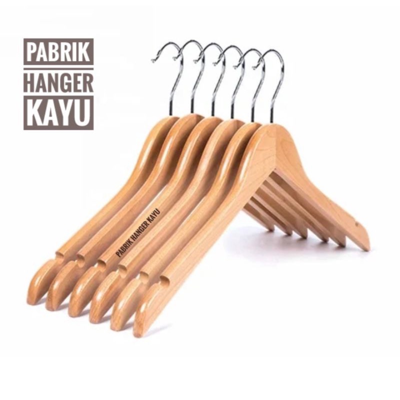 HANGER BAJU KAYU NATURAL DEWASA KUALITAS PREMIUM