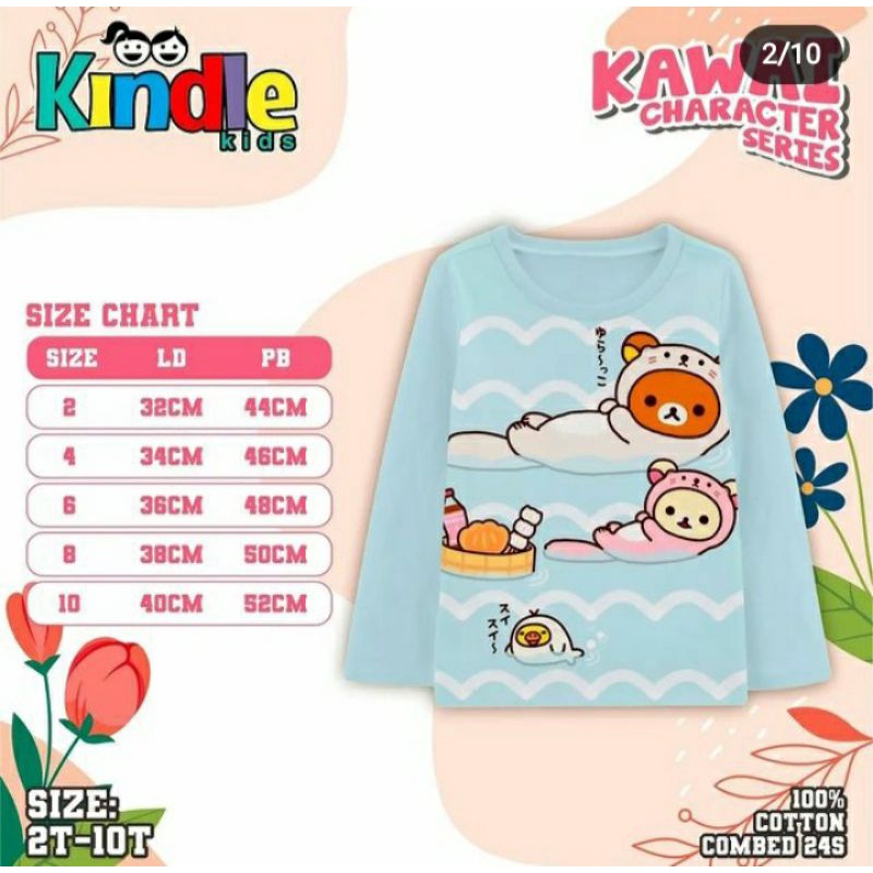 KAOS LENGAN PANJANG KAWAI KARTUN KINDLE KIDS (BRP06)