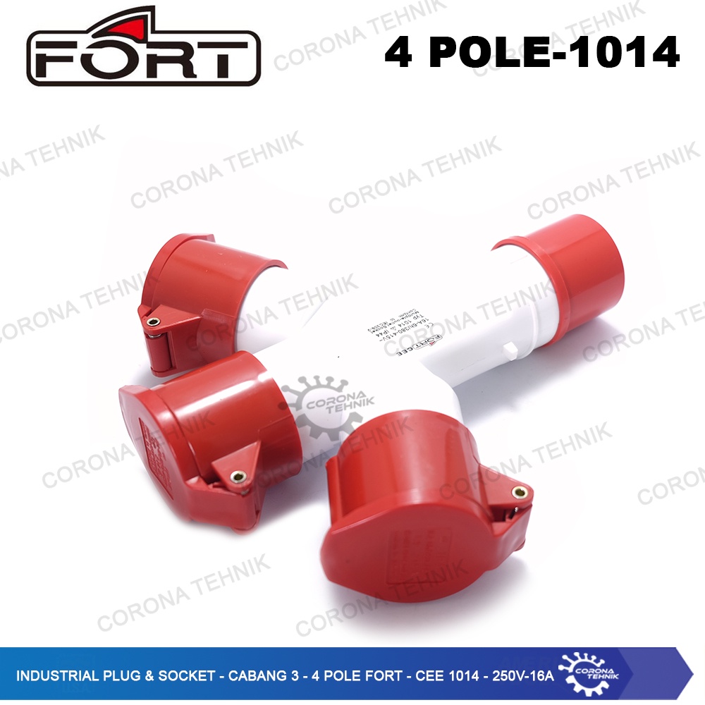 FORT - CEE-1014 - 250V - Industrial Plug &amp; Socket - Cabang 3 - 4 Pole