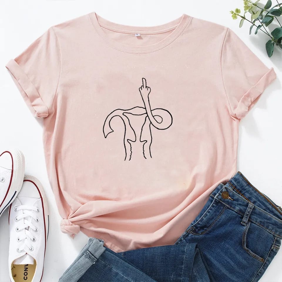 MYSTIQUE.ID-BAJU KAOS UTERUS MIDDLE FINGER T-SHIRT LUCU KEREN DAN AESTETIC