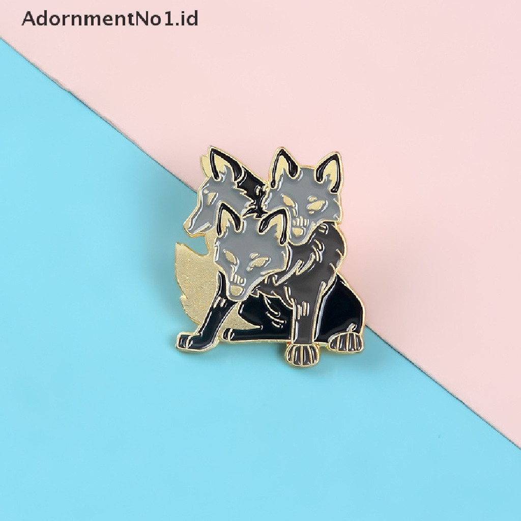 [AdornmentNo1] Pin Mythoy Yunani Kuno Tiga Serigala Neraka Anjing Bros Pin Logam Enamel Kerah Mantel Ransel Lencana Pin Hadiah [ID]