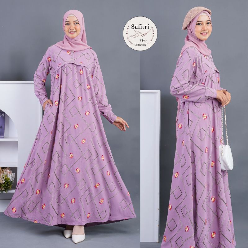 Gamis Crinkle Embroidery by Safitri Fashion