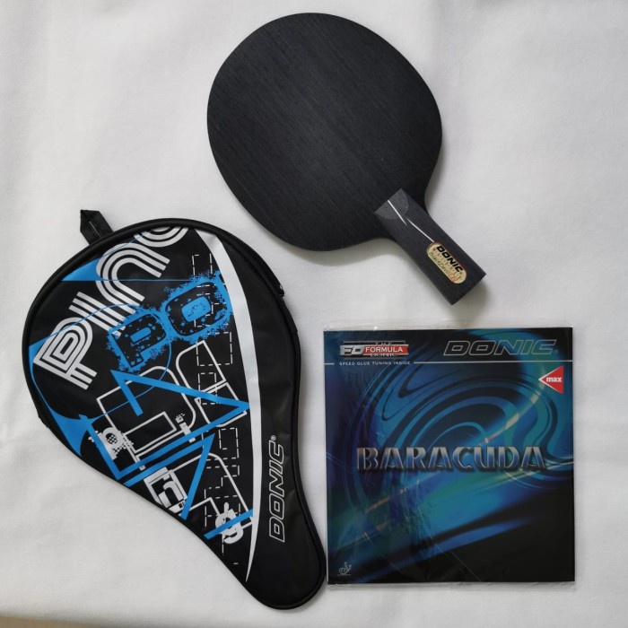 Bat Pingpong Donic Black Devil Penholder + Karet Donic Baracuda Set