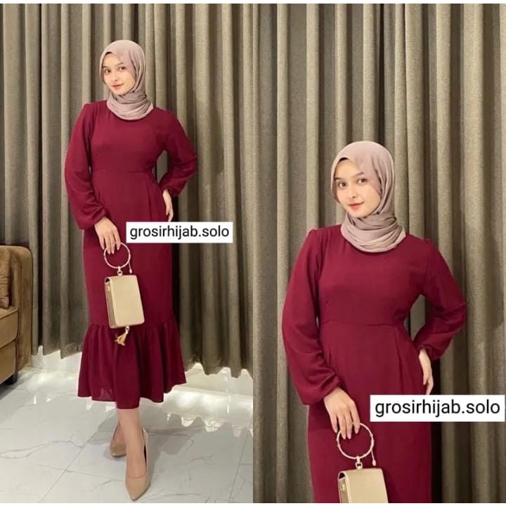 Kirania Dress Dress crinkle Gamis Terbaru Baju muslim Dress Midi Gamis Midi Hanny Duyung Atasan Wanita Airflow