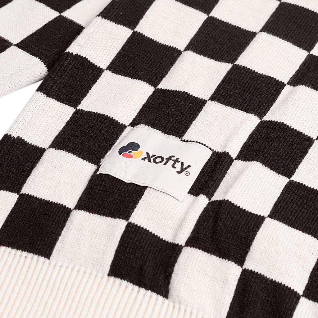 Xofty Knitt Cardigan Horizon Checkerboard