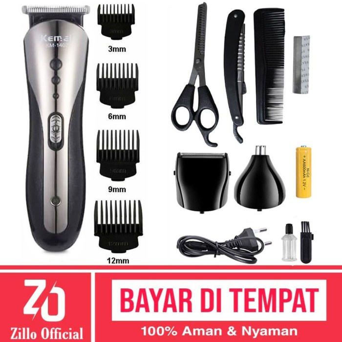 Terlaris Zillo Mesin Alat Cukur Rambut Cas Kemei 1407 Pencukur Rambut 3In1 Set