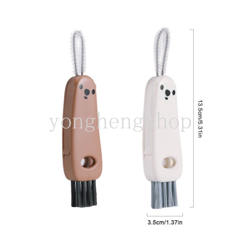 3 In 1 Sikat Pembersih Botol Susu / Dot / Gelas Bayi Desain Kartun Beruang