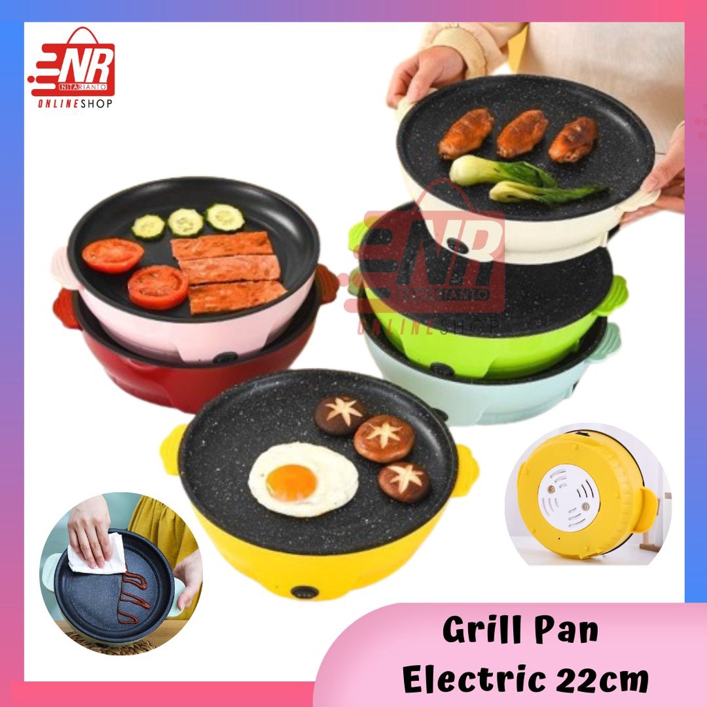 Grill Pan Electric 22 Cm Anti Lengket / Panggangan BBQ Listrik / Panci Listrik / Korean Pan Multifungsi