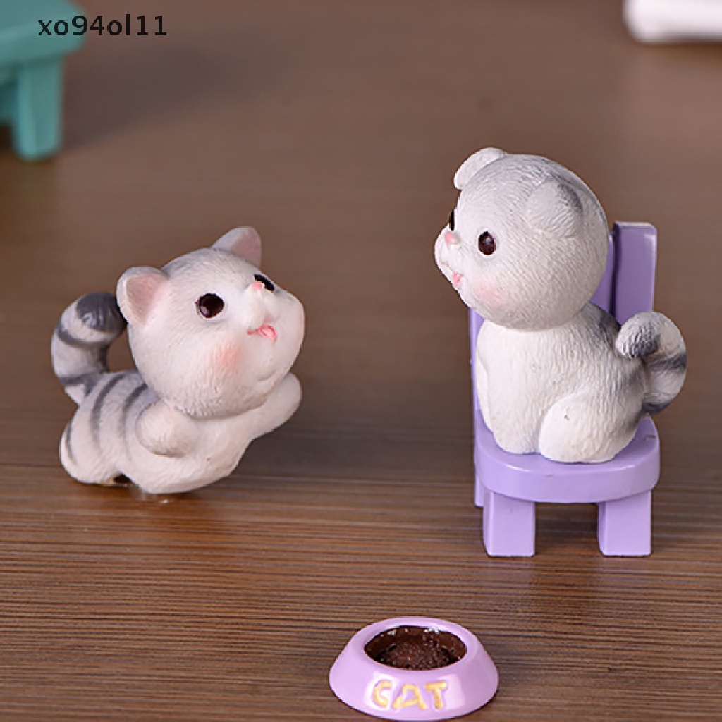 Xo Patung Miniatur Kucing Lucu Mainan Anak Kucing Mini DIY Micro Landscape Home Decor OL