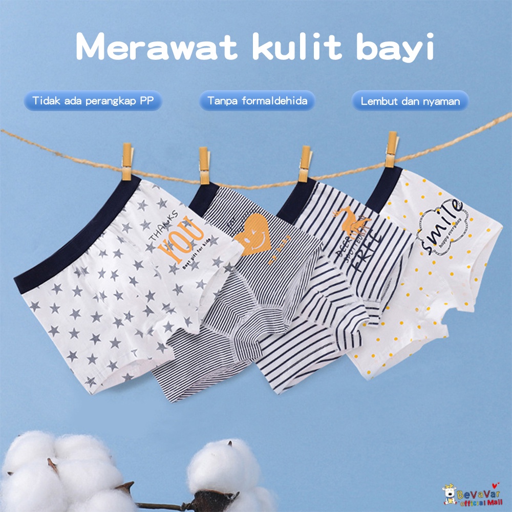 BEVAVAR 2-10Tahun Celana Dalam Anak Laki Laki Boxer Katun Premium Import