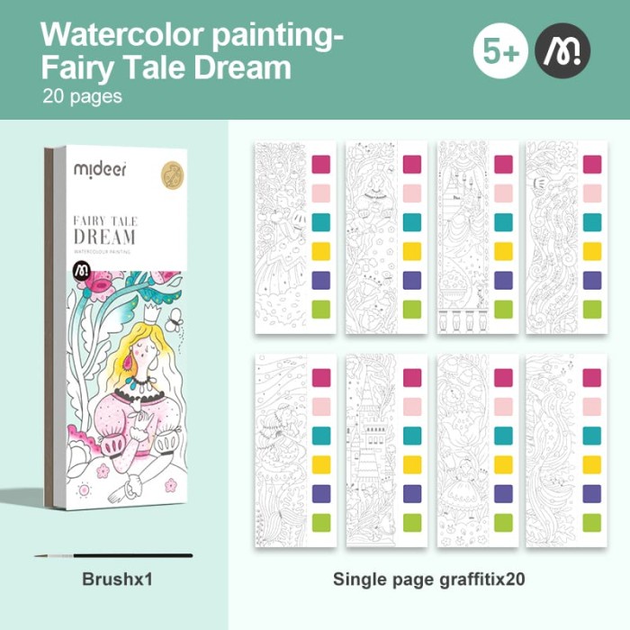 

DISKON SHOPEE/ Mideer Watercolor painting paint brush mewarnai - Fairytales
