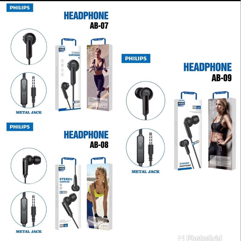 HANDSET HANDFREE HF PHILIPS AB-07 AB-08 AB-09 EARPHONE STEREO